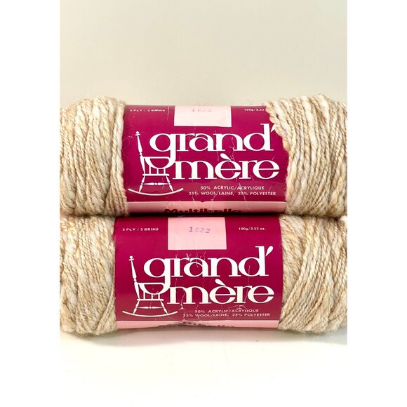Grand'Mere Beige Marbled 2 Ply Multibello Knitting Worsted ~ 6 Skein Lot - Picture 4 of 10